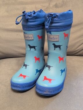 Hatley Blue Dog Print Toddler Rain & Snow Boots With Removable Fleece Inserts